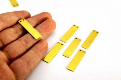 8x30 mm DİKDÖRTGEN İKİ DELİK PUL, HAM PİRİNÇ #1011H - 2