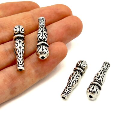 8x30 mm TESBİH İMAMESİ, ZAMAK DÖKÜM, BOYALI GÜMÜŞ KAPLAMA - 1