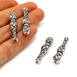 8x34 mm TESBİH İMAMESİ, ZAMAK DÖKÜM, BOYALI GÜMÜŞ KAPLAMA - 2