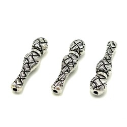 8x34 mm TESBİH İMAMESİ, ZAMAK DÖKÜM, BOYALI GÜMÜŞ KAPLAMA - ERTÜRK