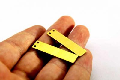 8x35 mm DİKDÖRTGEN İKİ DELİK PUL, HAM PİRİNÇ #1008H - 2