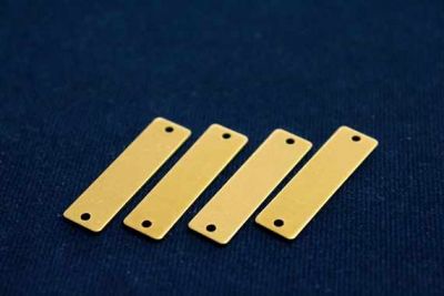 8x30 mm DİKDÖRTGEN İKİ DELİK PUL, HAM PİRİNÇ #1010H - 2