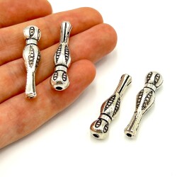 8x35 mm TESBİH İMAMESİ, ZAMAK DÖKÜM, BOYALI GÜMÜŞ KAPLAMA - ERTÜRK