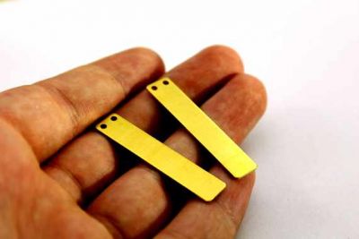 8x40 mm DİKDÖRTGEN İKİ DELİK PUL, HAM PİRİNÇ #1005H - 2