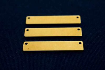8x40 mm DİKDÖRTGEN İKİ DELİK PUL, HAM PİRİNÇ #1004H-YAN-DELİK - 2