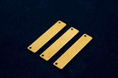 8x40 mm DİKDÖRTGEN İKİ DELİK PUL, HAM PİRİNÇ #1004H-YAN-DELİK - 3
