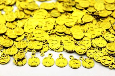 8 mm BARIŞ DESENLİ İKİ DELİK PUL, HAM PİRİNÇ #833H - 2