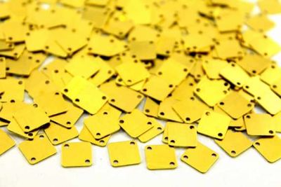 8x8 mm KARE İKİ DELİK PUL, HAM PİRİNÇ #831-1H - 2