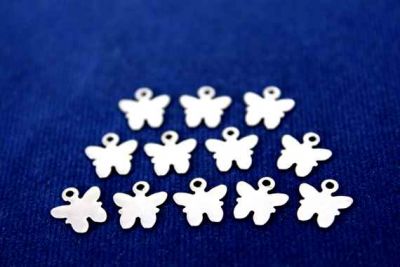 8x9 mm KULPLU KELEBEK DESENLİ PUL, NİKEL KAPLAMA PİRİNÇ #1114N - 2
