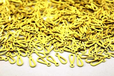 12x5 mm DAMLA DESENLİ TEK DELİK PUL, HAM PİRİNÇ #903H - 2