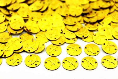 10 mm ÇİFT DELİK YUVARLAK PUL, HAM PİRİNÇ #1083H - 2
