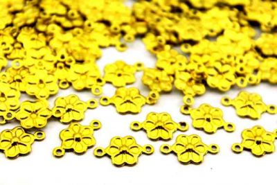 14x8 mm İKİ DELİK ÇİÇEK DESENLİ PUL, HAM PİRİNÇ #114H - 2