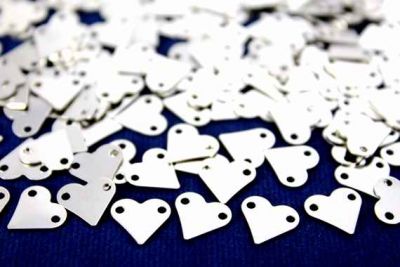 9x10 mm KALP DESEN İKİ DELİK PUL, NİKEL KAPLAMA PİRİNÇ #822N - 2