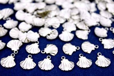 9x10 mm TEK DELİK DENİZ KAĞUBU DESENLİ PUL, NİKEL KAPLAMA PİRİNÇ #110N - 2