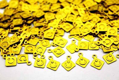 9x12 mm KULPLU KARE DESENLİ PUL, HAM PİRİNÇ #1124H - 2
