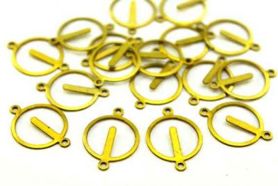 21x15 mm DESENLİ İKİ DELİKLİ PUL, HAM PİRİNÇ #470H - 2