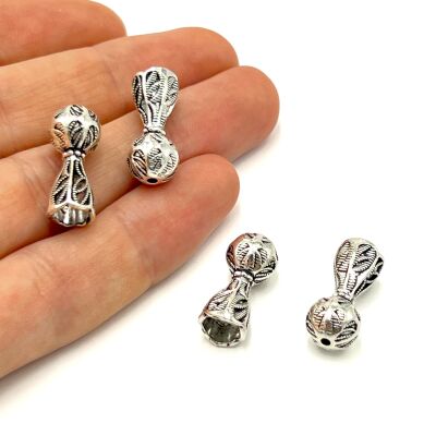 9x20 mm TESBİH İMAMESİ, ZAMAK DÖKÜM, BOYALI GÜMÜŞ KAPLAMA - 1