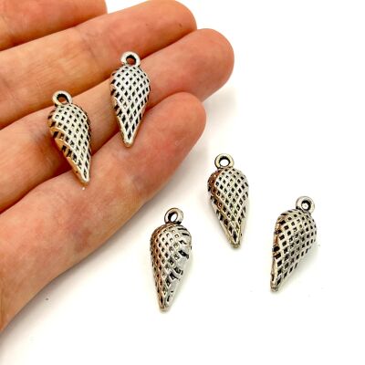 9x22 mm SALLANTI UÇ, ZAMAK DÖKÜM, BOYALI GÜMÜŞ KAPLAMA - 1