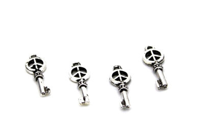 9x25 mm ANAHTAR DESENLİ SALLANTI ZAMAK DÖKÜM, BOYALI GÜMÜŞ RENK - 2