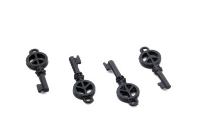 9x25 mm ANAHTAR DESENLİ SALLANTI ZAMAK DÖKÜM, SİYAH RENK