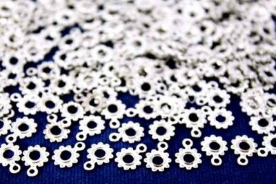 9x7 mm YUVARLAK DESENLİ TEK DELİK PUL, NİKEL KAPLAMA PİRİNÇ #928N - 2