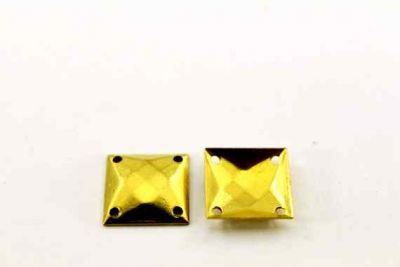 13x13 mm DESENLİ KARE İKİ DELİK PUL, HAM PİRİNÇ #519H - 3