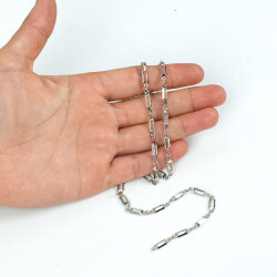 BEYAZ TAŞLI ZİNCİR, PİRİNÇ MALZEME, RODYUM KAPLAMA - ERTÜRK