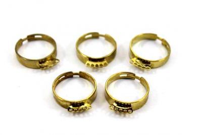 Çap 19 mm Genişlik 5 mm TEKLİ BEŞ DELİKLİ YÜZÜK KOLU, SARI KAPLAMA PRİNÇ - 3