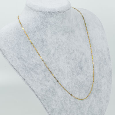 ÇELİK KOLYE ZİNCİRİ, 1.5x3.5 mm ATAÇ ZİNCİR GOLD RENK, 40 cm Zincir + 5 cm Uzatma Ayar Zinciri - 3