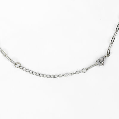 ÇELİK KOLYE ZİNCİRİ, 2.5x6.5 mm ATAÇ ZİNCİR BEYAZ RENK, 40 cm Zincir + 5 cm Uzatma Ayar Zinciri - 4