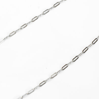 ÇELİK KOLYE ZİNCİRİ, 2.5x6.5 mm ATAÇ ZİNCİR BEYAZ RENK, 40 cm Zincir + 5 cm Uzatma Ayar Zinciri - 5