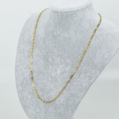 ÇELİK KOLYE ZİNCİRİ, 2.5x6.5 mm ATAÇ ZİNCİR GOLD RENK, 40 cm Zincir + 5 cm Uzatma Ayar Zinciri - 2