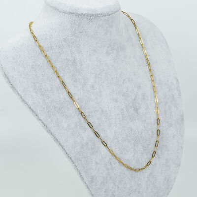 ÇELİK KOLYE ZİNCİRİ, 2.5x6.5 mm ATAÇ ZİNCİR GOLD RENK, 40 cm Zincir + 5 cm Uzatma Ayar Zinciri - 3