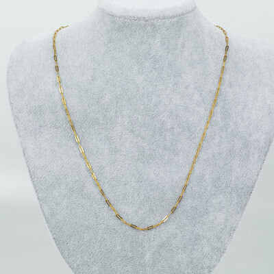 ERTÜRK - ÇELİK KOLYE ZİNCİRİ, 2x5 mm ATAÇ ZİNCİR GOLD RENK, 40 cm Zincir + 5 cm Uzatma Ayar Zinciri