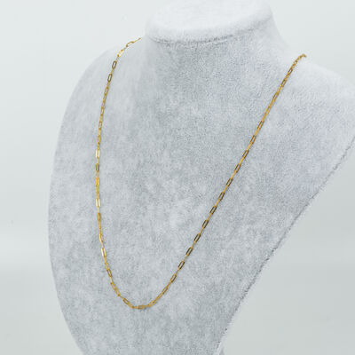 ÇELİK KOLYE ZİNCİRİ, 2x5 mm ATAÇ ZİNCİR GOLD RENK, 40 cm Zincir + 5 cm Uzatma Ayar Zinciri - 2
