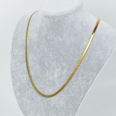 ÇELİK KOLYE ZİNCİRİ, 3 mm İTALYAN ZİNCİR GOLD RENK, 40 cm Zincir + 5 cm Uzatma Ayar Zinciri - 2