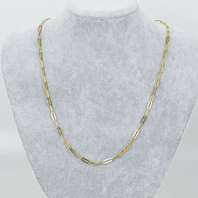 ERTÜRK - ÇELİK KOLYE ZİNCİRİ, 3x9 mm ATAÇ ZİNCİR GOLD RENK, 40 cm Zincir + 5 cm Uzatma Ayar Zinciri