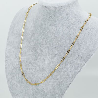 ÇELİK KOLYE ZİNCİRİ, 3x9 mm ATAÇ ZİNCİR GOLD RENK, 40 cm Zincir + 5 cm Uzatma Ayar Zinciri - 2
