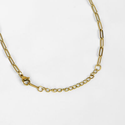 ÇELİK KOLYE ZİNCİRİ, 3x9 mm ATAÇ ZİNCİR GOLD RENK, 40 cm Zincir + 5 cm Uzatma Ayar Zinciri - 4