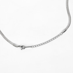 ÇELİK KOLYE ZİNCİRİ, 4 mm İTALYAN ZİNCİR BEYAZ RENK, 40 cm Zincir + 5 cm Uzatma Ayar Zinciri - 4