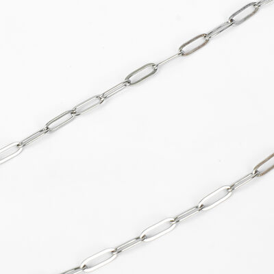 ÇELİK KOLYE ZİNCİRİ, 4x12 mm ATAÇ ZİNCİR BEYAZ RENK, 40 cm Zincir + 5 cm Uzatma Ayar Zinciri - 5