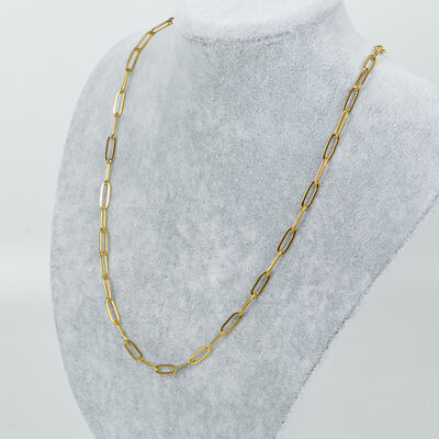 ÇELİK KOLYE ZİNCİRİ, 4x12 mm ATAÇ ZİNCİR GOLD RENK, 40 cm Zincir + 5 cm Uzatma Ayar Zinciri - 2