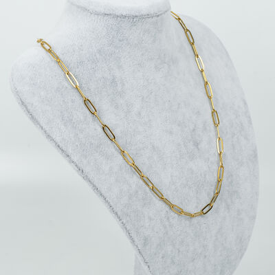 ÇELİK KOLYE ZİNCİRİ, 4x12 mm ATAÇ ZİNCİR GOLD RENK, 40 cm Zincir + 5 cm Uzatma Ayar Zinciri - 3