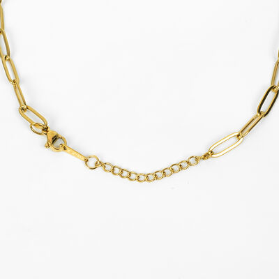 ÇELİK KOLYE ZİNCİRİ, 4x12 mm ATAÇ ZİNCİR GOLD RENK, 40 cm Zincir + 5 cm Uzatma Ayar Zinciri - 4