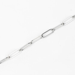 ÇELİK KOLYE ZİNCİRİ, 5x15 mm ATAÇ ZİNCİR BEYAZ RENK, 40 cm Zincir + 5 cm Uzatma Ayar Zinciri - 5