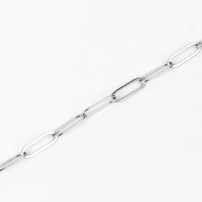 ÇELİK KOLYE ZİNCİRİ, 5x15 mm ATAÇ ZİNCİR BEYAZ RENK, 40 cm Zincir + 5 cm Uzatma Ayar Zinciri - 5
