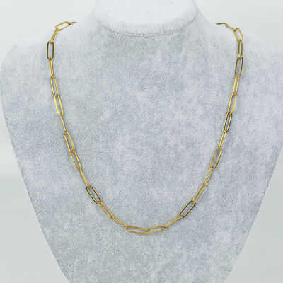 ERTÜRK - ÇELİK KOLYE ZİNCİRİ, 5x15 mm ATAÇ ZİNCİR GOLD RENK, 40 cm Zincir + 5 cm Uzatma Ayar Zinciri