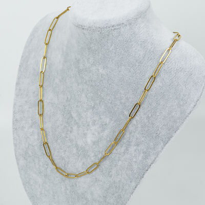 ÇELİK KOLYE ZİNCİRİ, 5x15 mm ATAÇ ZİNCİR GOLD RENK, 40 cm Zincir + 5 cm Uzatma Ayar Zinciri - 2