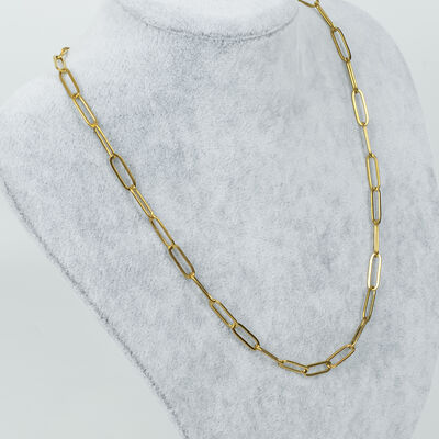 ÇELİK KOLYE ZİNCİRİ, 5x15 mm ATAÇ ZİNCİR GOLD RENK, 40 cm Zincir + 5 cm Uzatma Ayar Zinciri - 3