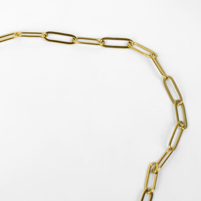 ÇELİK KOLYE ZİNCİRİ, 5x15 mm ATAÇ ZİNCİR GOLD RENK, 40 cm Zincir + 5 cm Uzatma Ayar Zinciri - 5